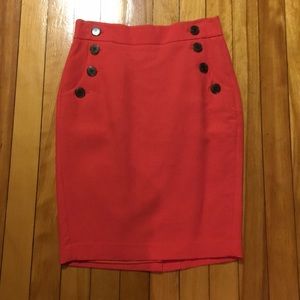 Loft coral pencil skirt 0